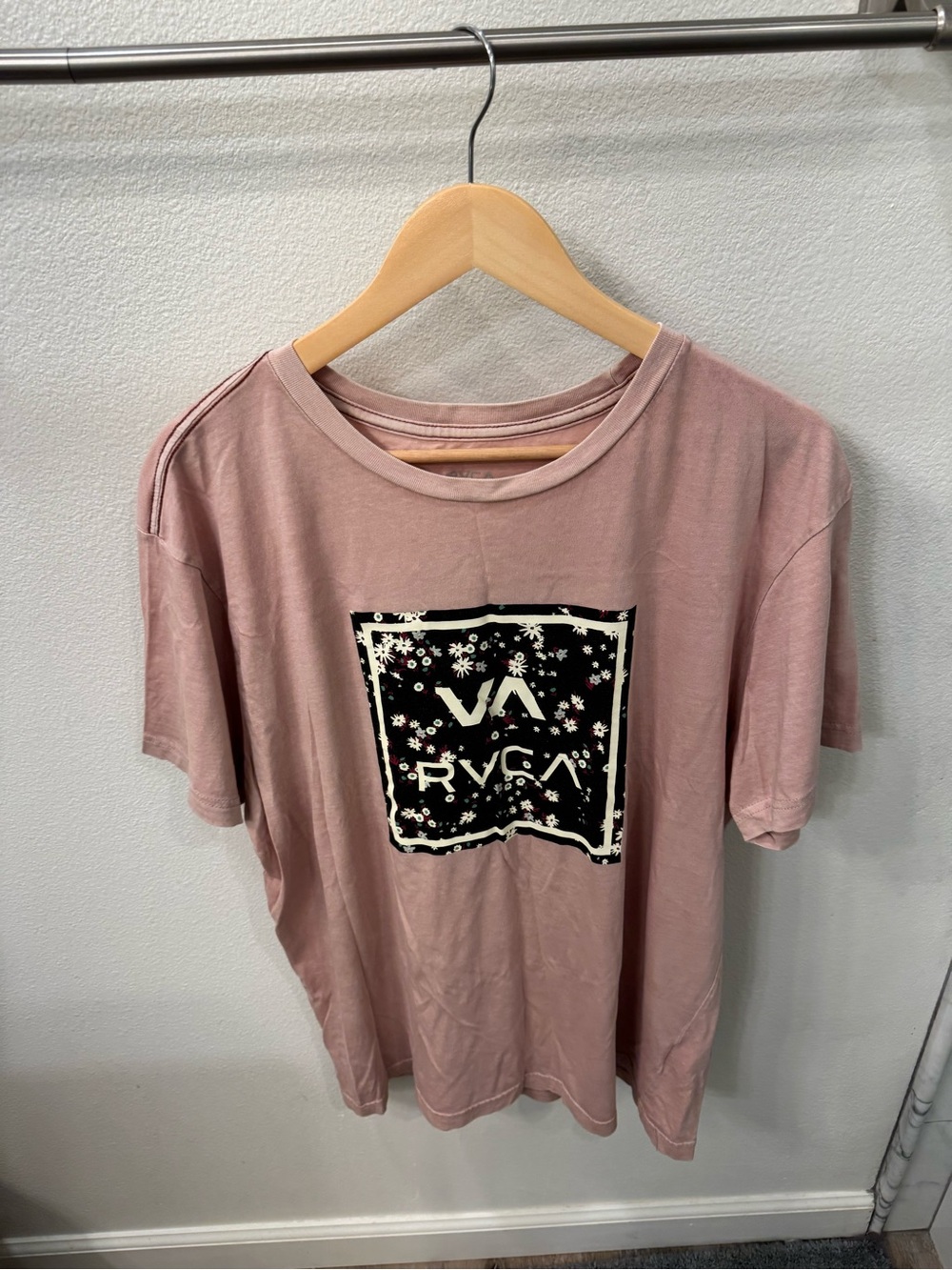 RVCA Mauve Short-Sleeve Graphic Tee with Floral Logo